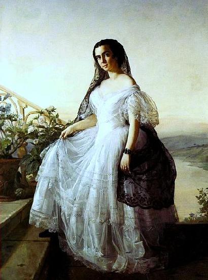 Francois Auguste Biard Portrait of a woman oil painting image